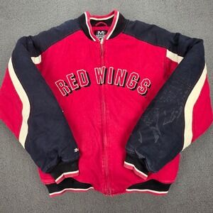 Vintage Mirage NHL Detroit Red Wings Bomber Jacket Red Black Mens Medium